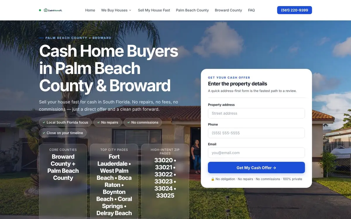 Cash4Home FL homepage