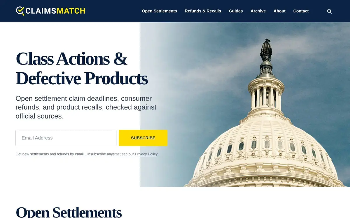 Claims Match homepage