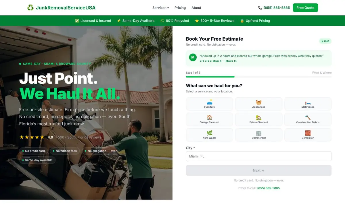 Junk Removal Service USA homepage