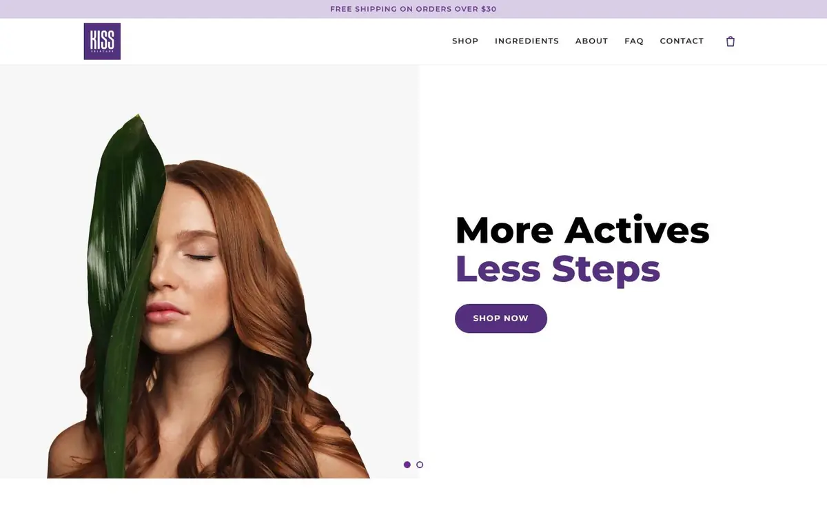 Kiss Selfcare homepage